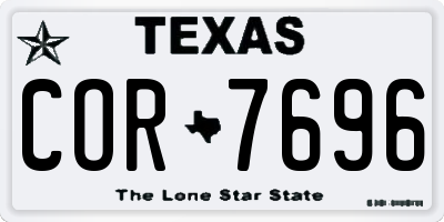 TX license plate COR7696
