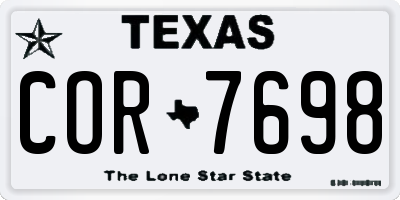 TX license plate COR7698