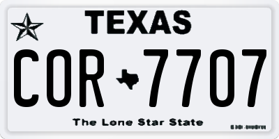 TX license plate COR7707