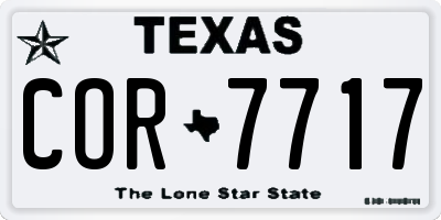 TX license plate COR7717