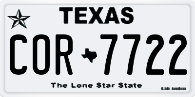 TX license plate COR7722