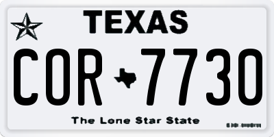 TX license plate COR7730