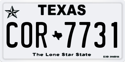TX license plate COR7731