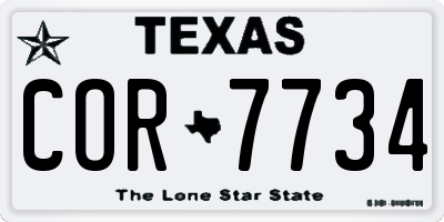 TX license plate COR7734