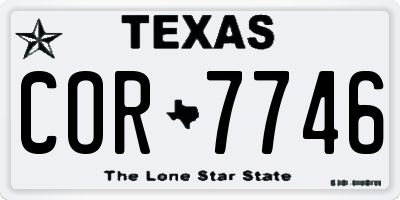 TX license plate COR7746
