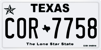 TX license plate COR7758