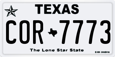 TX license plate COR7773
