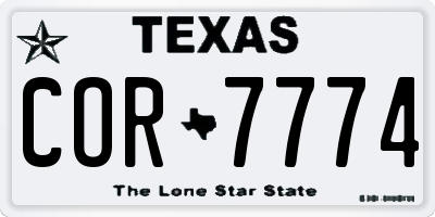 TX license plate COR7774