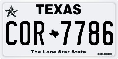 TX license plate COR7786