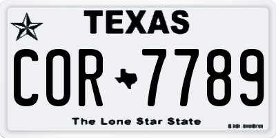 TX license plate COR7789