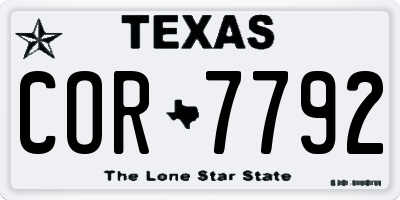 TX license plate COR7792