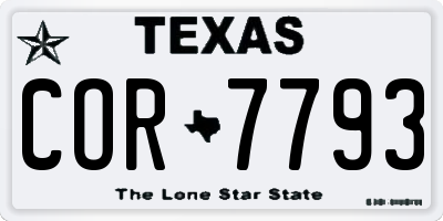 TX license plate COR7793