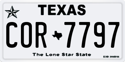 TX license plate COR7797