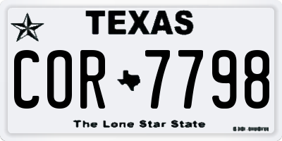 TX license plate COR7798