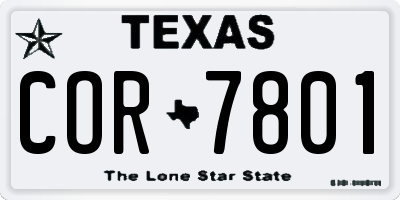 TX license plate COR7801