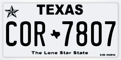 TX license plate COR7807