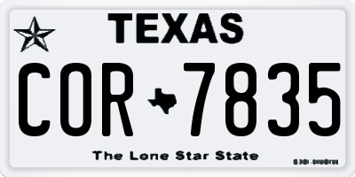 TX license plate COR7835