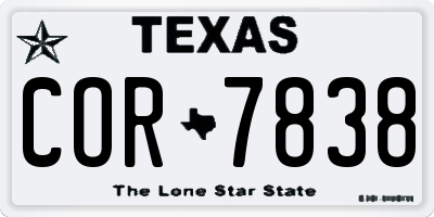 TX license plate COR7838