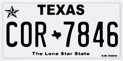 TX license plate COR7846