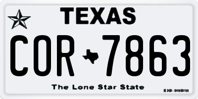 TX license plate COR7863