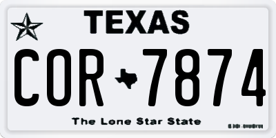 TX license plate COR7874