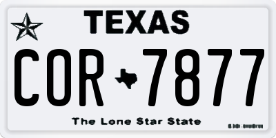 TX license plate COR7877