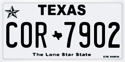 TX license plate COR7902