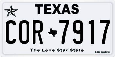 TX license plate COR7917
