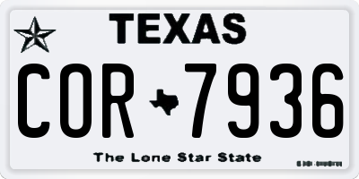 TX license plate COR7936