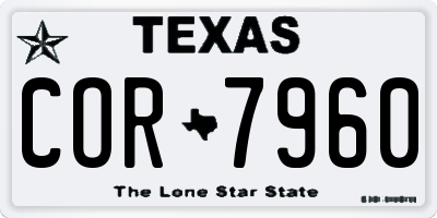 TX license plate COR7960