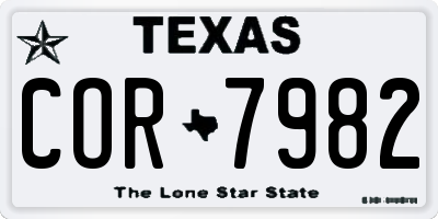 TX license plate COR7982