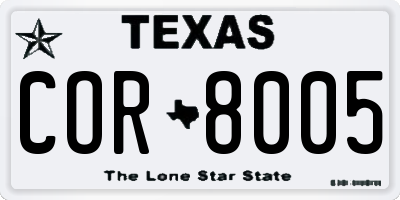TX license plate COR8005