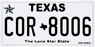TX license plate COR8006