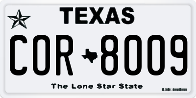TX license plate COR8009