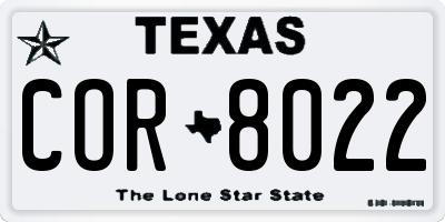 TX license plate COR8022