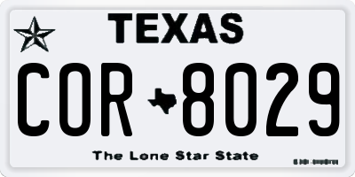 TX license plate COR8029