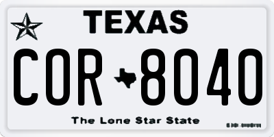 TX license plate COR8040