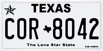 TX license plate COR8042