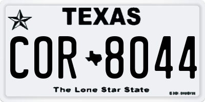 TX license plate COR8044
