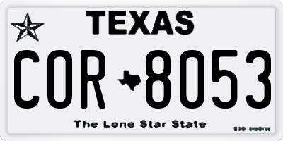 TX license plate COR8053