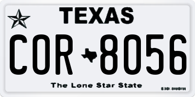 TX license plate COR8056