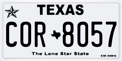 TX license plate COR8057