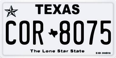 TX license plate COR8075