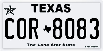 TX license plate COR8083