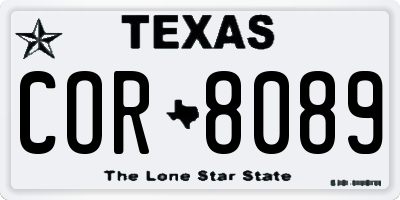 TX license plate COR8089