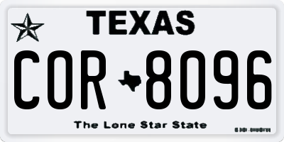 TX license plate COR8096