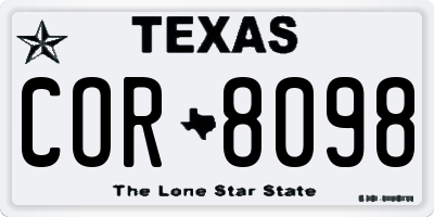 TX license plate COR8098