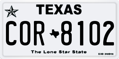TX license plate COR8102