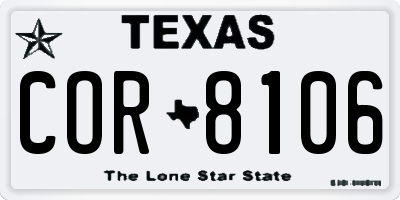 TX license plate COR8106