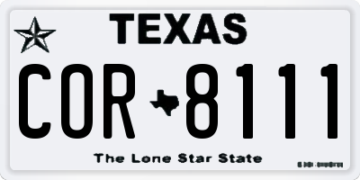 TX license plate COR8111